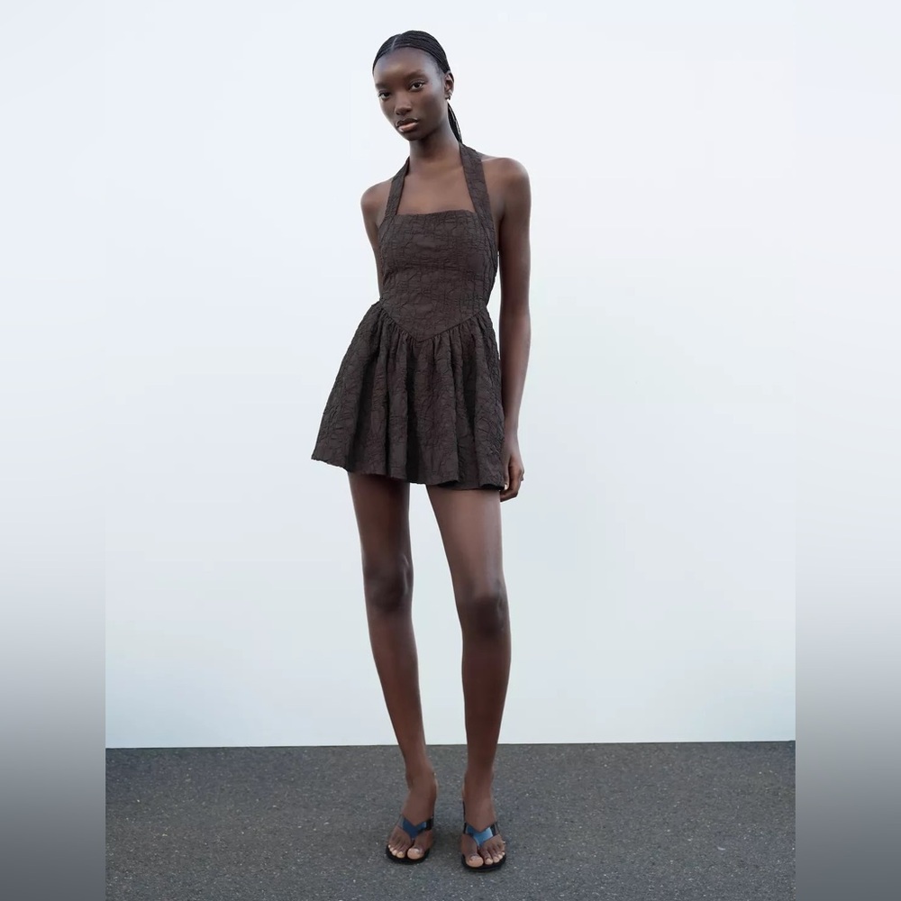 ZARA TEXTURED HALTER DRESS